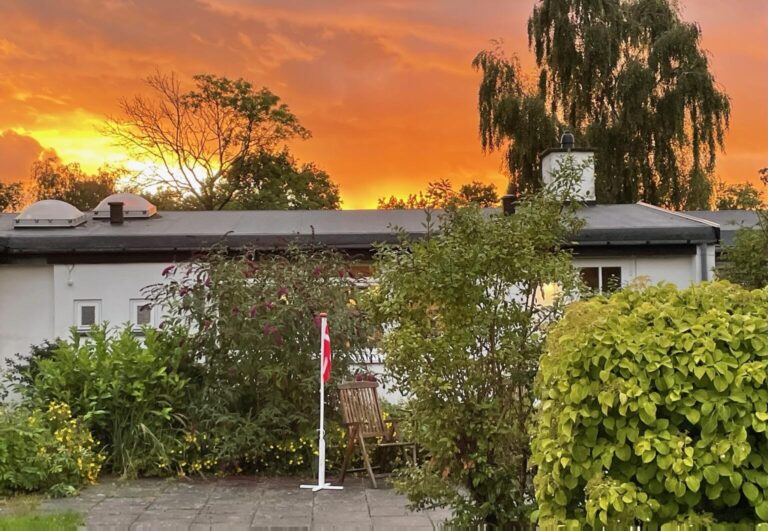 Our house with beautiful sky